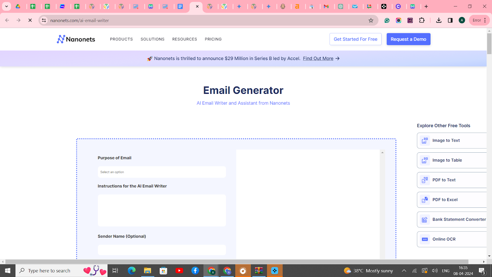 Nanoets: An AI Email Generator Tool